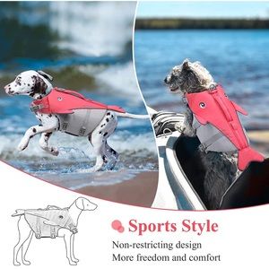 XL Pink Shark Life Jacket Safety Swimming Float Vest for Dogs - New With Tags